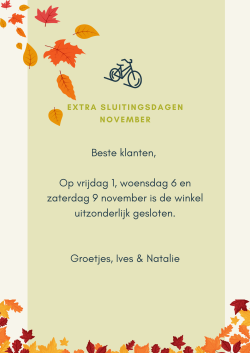 Extra sluitingsdagen in november